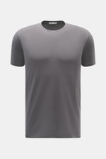 Front view of Kiefermann Crew neck T-shirt 'Hero' dark grey, slim fit with crew neck, made of a blend of cotton and modal, elasticated fabric, soft touch.