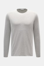 Kiefermann Crew neck long sleeve 'Emil' grey melange shown from front, jersey in modal and cotton, elasticated fabric, soft touch, slim fit, crew neck.