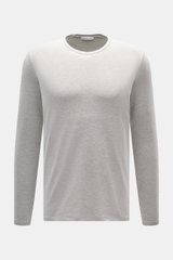 Kiefermann Crew neck long sleeve 'Emil' grey melange shown from front, jersey in modal and cotton, elasticated fabric, soft touch, slim fit, crew neck.