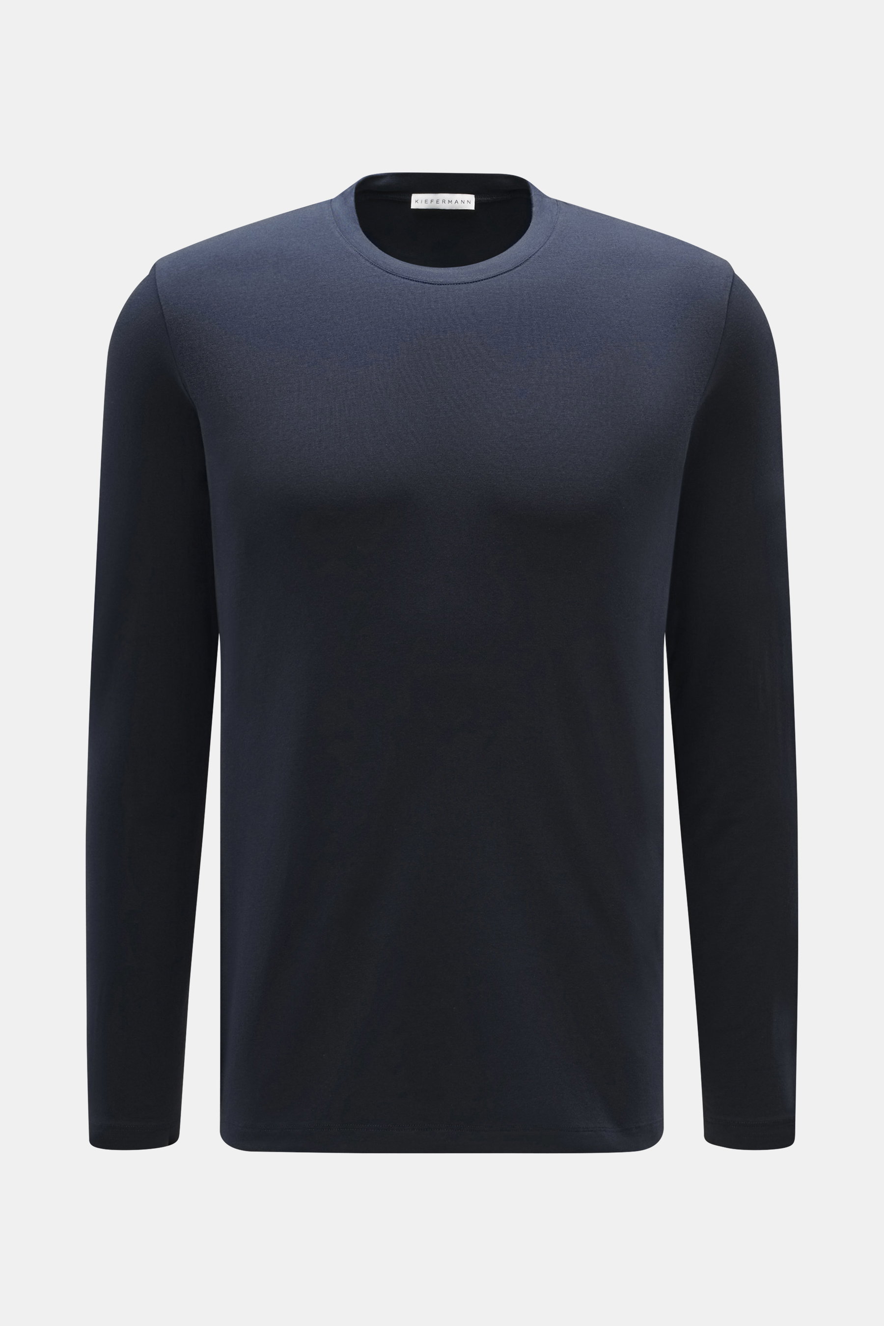 Frontansicht des Kiefermann Rundhals-Longsleeve 'Alberts' navy, Jersey aus Modal und Baumwolle, elastisch, weich, Slim Fit, Rundhalsausschnitt.