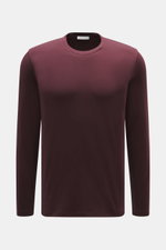 Front view of Kiefermann Crew neck long sleeve 'Alberts' burgundy jersey, slim fit, elasticated soft touch fabric in modal and cotton, crew neck.