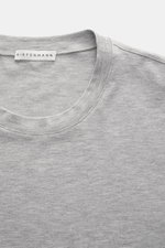 Kiefermann Crew neck long sleeve 'Alberts' grey melange shown from above, featuring jersey in modal and cotton, elasticated fabric, soft touch, slim fit, and crew neck.