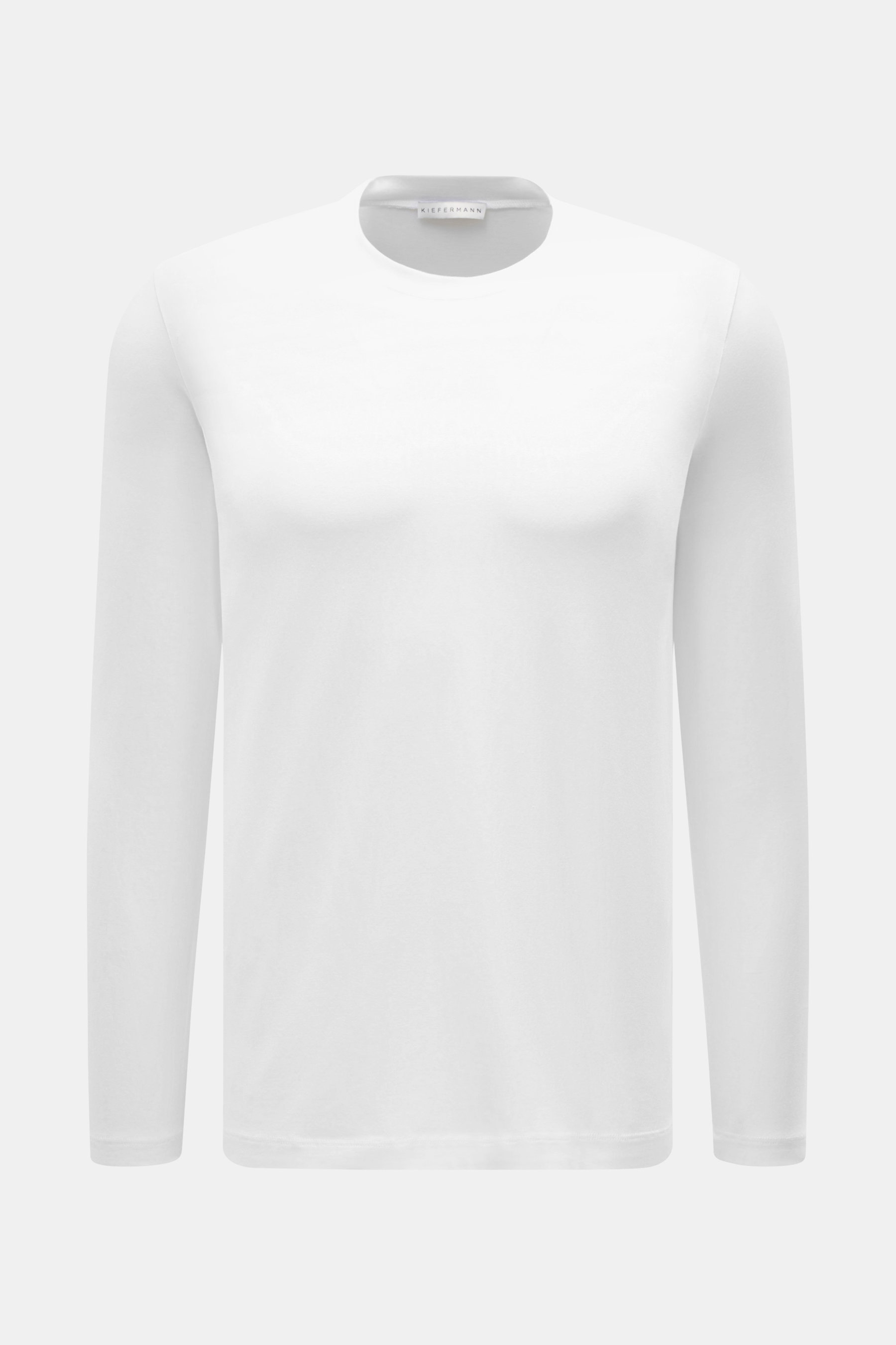 Kiefermann Rundhals-Longsleeve 'Alberts' weiß, Frontansicht, Jersey aus Modal und Baumwolle, elastisch, weicher Griff, Slim Fit, Rundhalsausschnitt