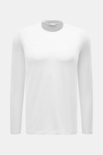 Kiefermann Crew neck long sleeve 'Alberts' white shown from the front, slim fit jersey in modal and cotton, elasticated fabric, soft touch, crew neck.
