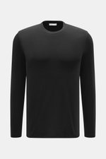 Kiefermann Crew neck long sleeve 'Alberts' black shown from front, slim fit jersey in modal and cotton, elasticated fabric, soft touch, crew neck.