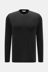 Kiefermann Crew neck long sleeve 'Alberts' black shown from front, slim fit jersey in modal and cotton, elasticated fabric, soft touch, crew neck.