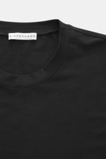 Kiefermann Crew neck long sleeve 'Alberts' black shown from a close-up top front view, jersey in modal and cotton, elasticated fabric, soft touch, slim fit, crew neck.