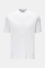 Kiefermann Rundhals-T-Shirt 'Paddys' weiß, Slim Fit, reine Baumwolle, leicht elastisch, weicher Griff, Rundhalsausschnitt, Frontansicht.