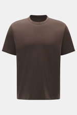 Officine Générale Crew Neck T-Shirt 'Cneck Tee' dark brown shown from front, slim fit, jersey of pure organic cotton with very soft touch and crew neckline.