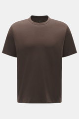 Officine Générale Crew Neck T-Shirt 'Cneck Tee' dark brown shown from front, slim fit, jersey of pure organic cotton with very soft touch and crew neckline.