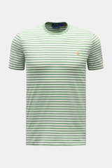 Front view of Polo Ralph Lauren Crew neck T-shirt green/white striped with slim fit, classic stripes, soft pure cotton jersey, and signature logo on chest.

<p>Nautical statement: This T-shirt in pure cotton by POLO RALPH LAUREN combines an iconic striped