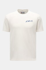 MC2 Saint Barth Rundhals-T-Shirt 'Arnott Warm' offwhite, Frontansicht, Slim Fit, reine Baumwolle, weicher Stoff, dezenter Brustprint "St. Moritz