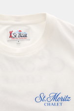 MC2 Saint Barth Rundhals-T-Shirt 'Arnott Warm' offwhite, Detailansicht Kragen und Label, reine Baumwolle, weiche Qualität, Slim Fit, Rundhalsausschnitt.
