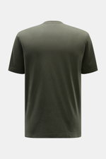 Back view of the 04651/ A trip in a bag Crew neck T-Shirt 'Jersey Tee' grey green, slim fit cotton jersey with crew neckline.

<p>The uncomplicated cotton T-shirt 'Jersey Tee' by 04651/ A TRIP IN A BAG is an indispensable basic from the new season and let