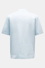 Back view of 04651/ A trip in a bag Crew neck T-Shirt pastel blue, made from pure cotton heavy jersey with regular fit and small woven label.