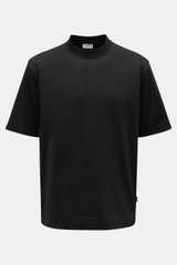 Front view of 04651/ A trip in a bag Crew neck T-Shirt black, made of heavy 100% cotton jersey with a slightly textured feel, regular fit, crew neckline, and small woven label. Durable basic for urban everyday life.