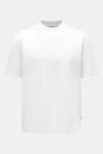 Weißes 04651/ A trip in a bag Rundhals-T-Shirt 'Nunu Tee Baguette' aus schwerem Baumwoll-Jersey, Frontansicht, Regular Fit, kleines Weblabel.