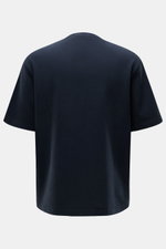 04651/ A trip in a bag Rundhals-T-Shirt 'If Tee' navy, Rückansicht, elastischer Baumwoll-Jersey, weicher Griff, schwere Qualität, Regular Fit, Weblabel seitlich.