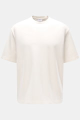 04651/ A trip in a bag Rundhals-T-Shirt 'If Tee' creme, von vorne fotografiert, aus elastischer Baumwolle, Regular Fit, weicher Griff, schwerer Stoff, Weblabel in Seitennaht.