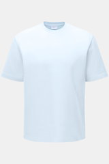 04651/ A trip in a bag Rundhals-T-Shirt 'If Tee' pastellblau, frontal fotografiert, Baumwolle, weicher Griff, Regular Fit, Weblabel seitlich.