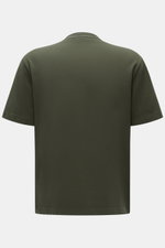 04651/ A trip in a bag Rundhals-T-Shirt 'If Tee' dunkelgrün, Rückansicht, elastische Baumwolle, weicher Griff, schwere Qualität, Regular Fit, Rundhalsausschnitt, Weblabel.
