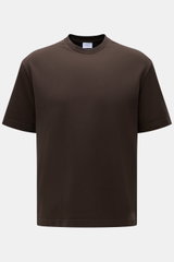 04651/ A trip in a bag Rundhals-T-Shirt 'If Tee' dunkelbraun, frontale Nahaufnahme, Jersey aus elastischer Baumwolle, Regular Fit, Rundhalsausschnitt, weicher Griff, Weblabel in Seitennaht.