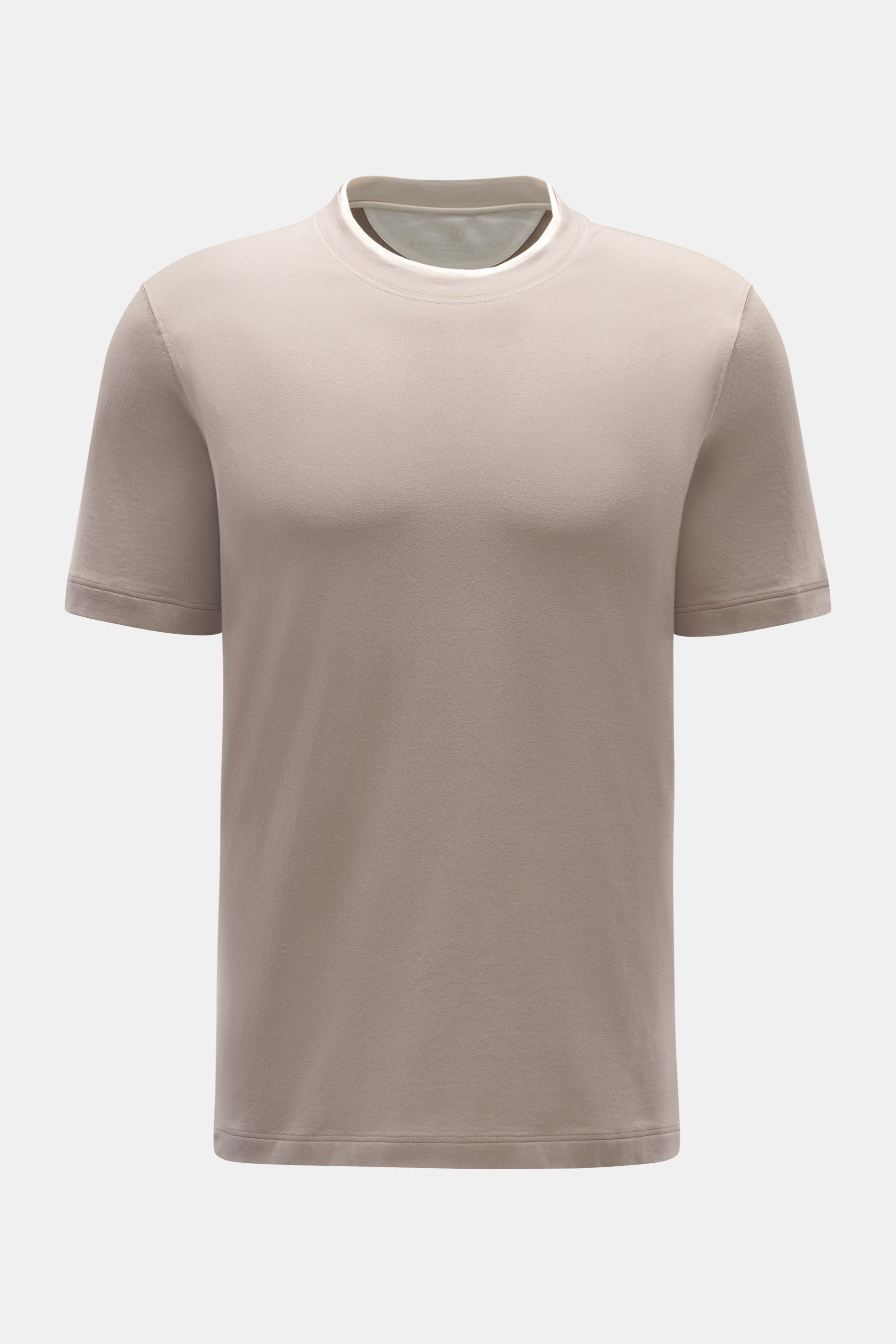 Brunello Cucinelli Rundhals-T-Shirt taupe/creme