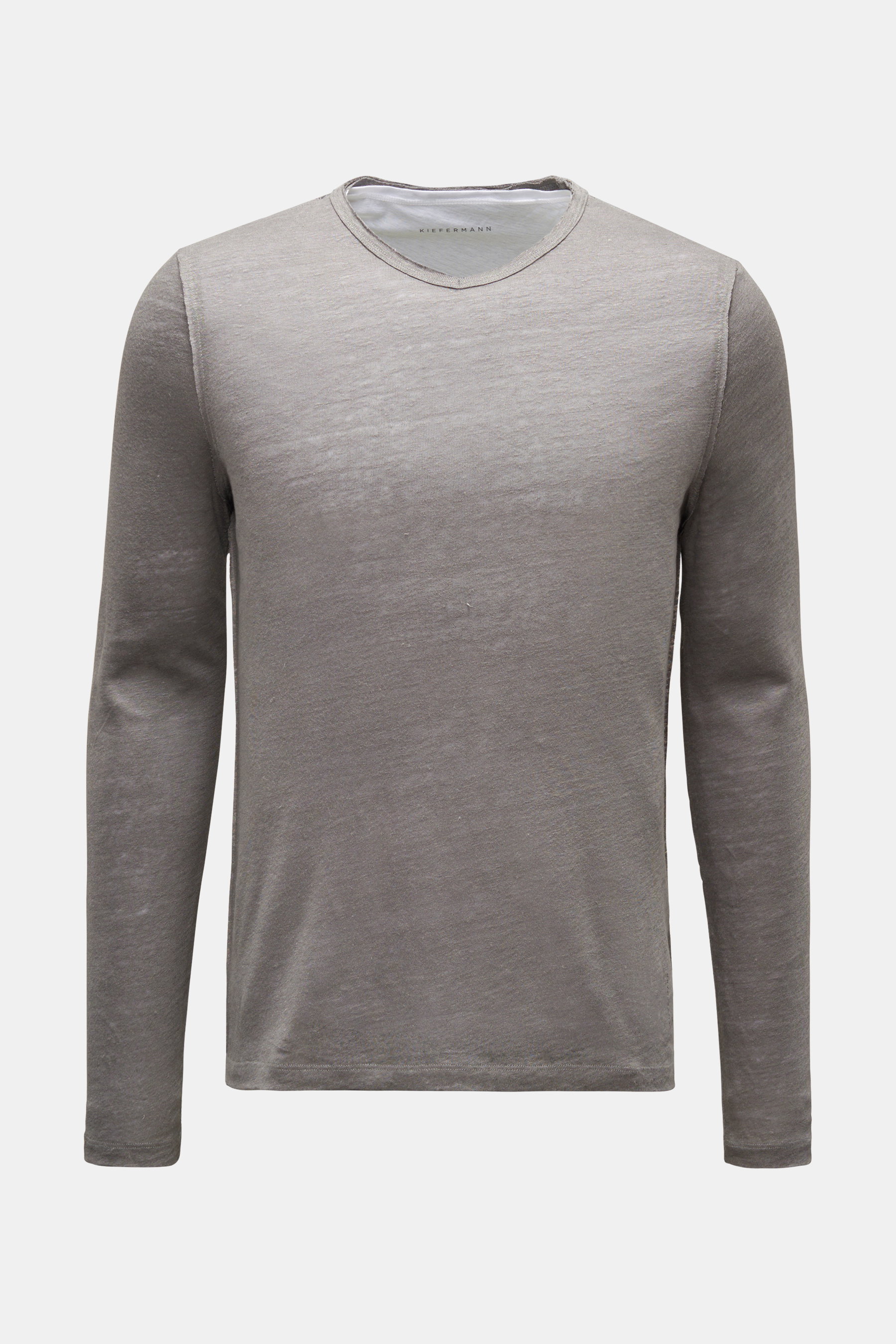 Kiefermann Leinen V-Neck Longsleeve 'Florian' grau