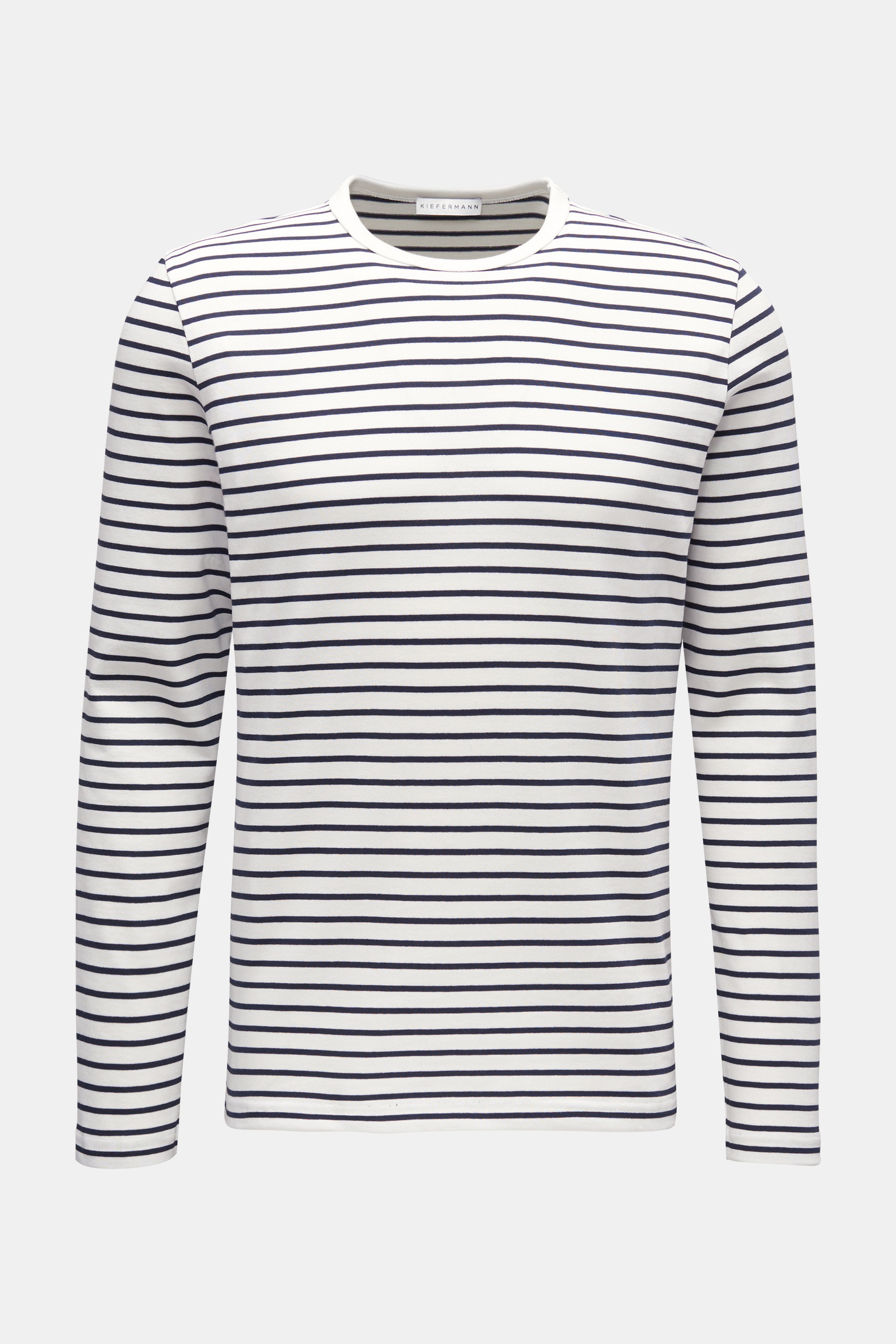 Kiefermann Rundhals-Longsleeve 'Chuck' weiß/navy gestreift
