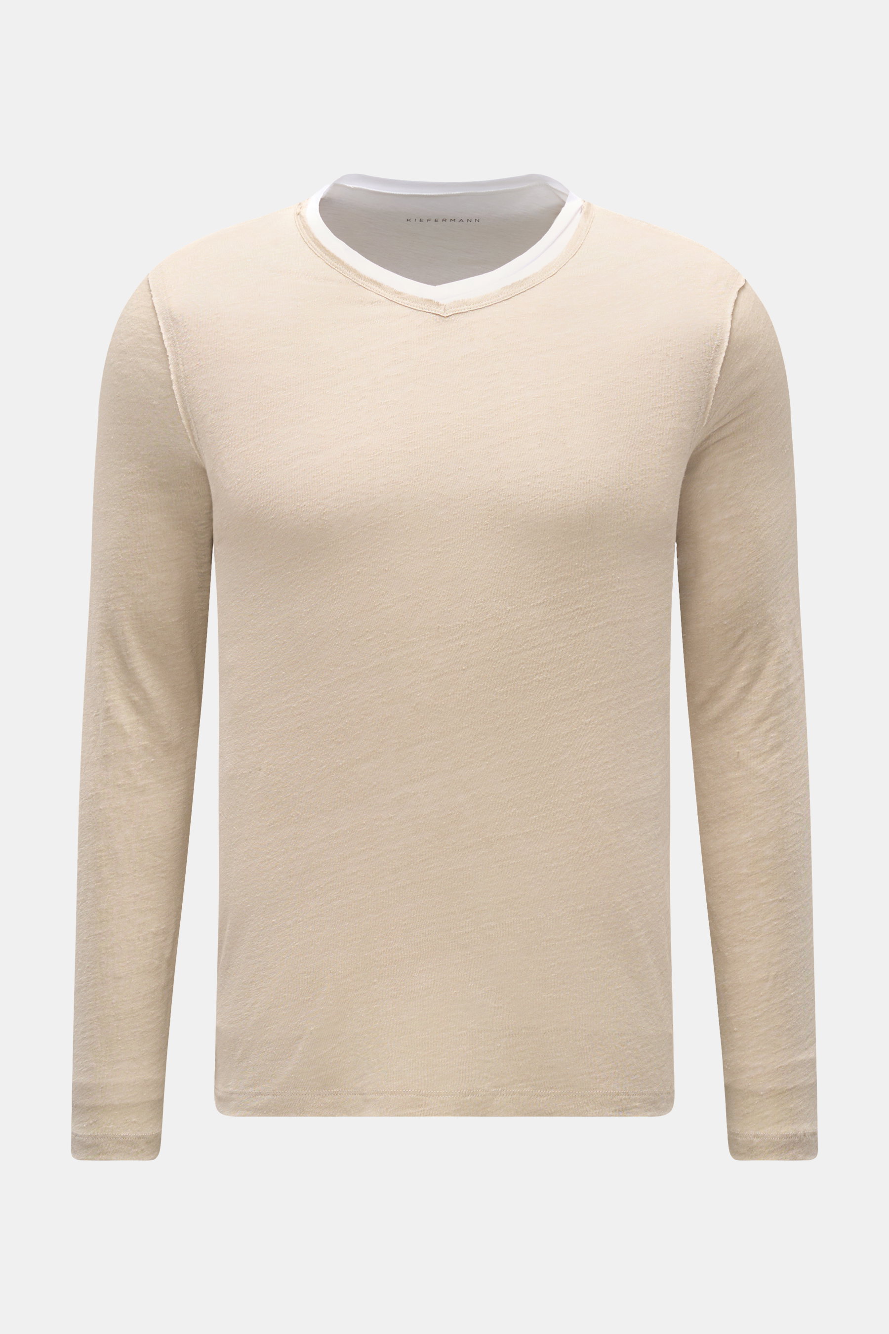 Kiefermann Leinen V-Neck Longsleeve 'Florianis' sand