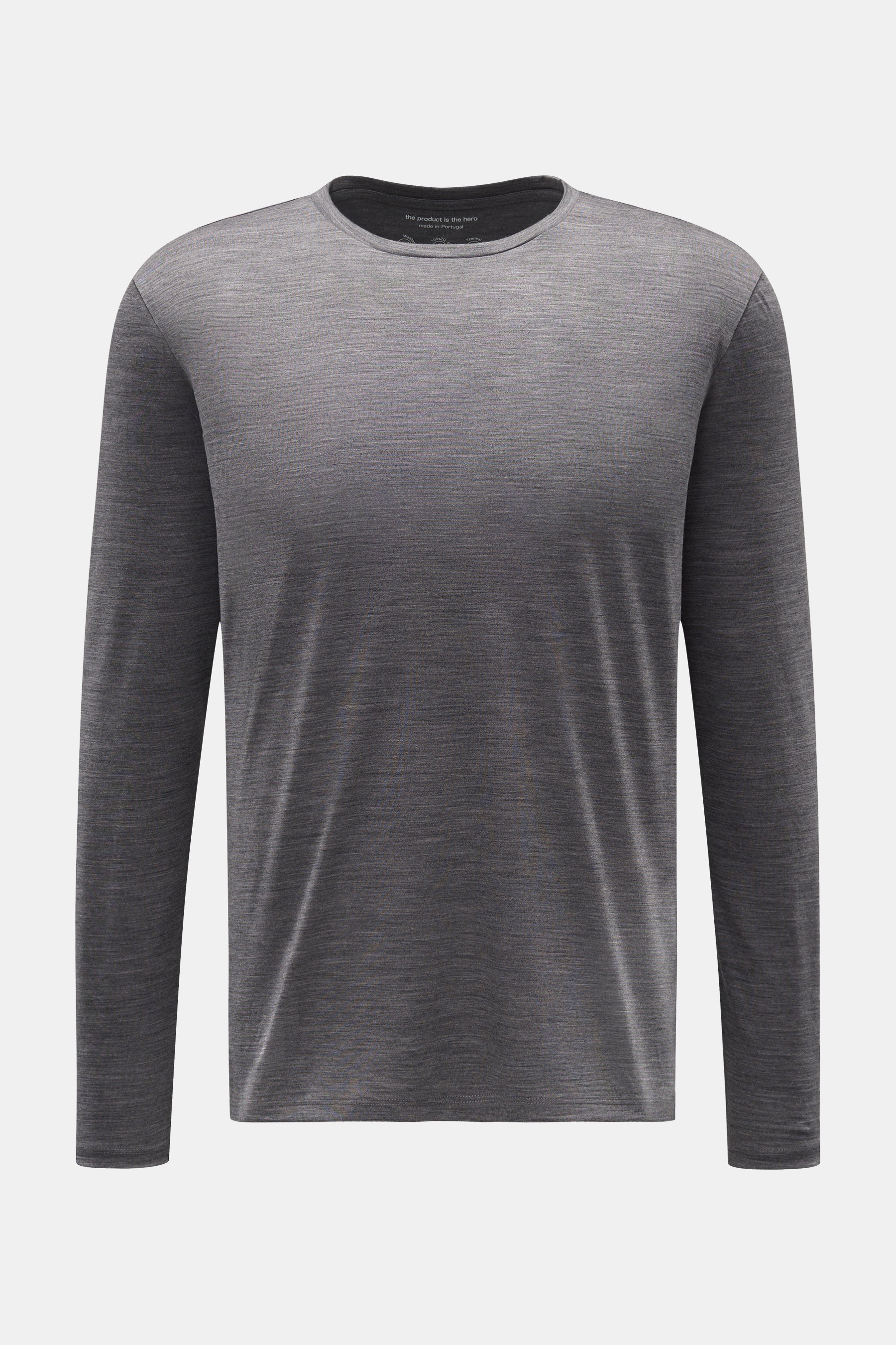 The Product is the Hero Merino Longsleeve dunkelgrau meliert