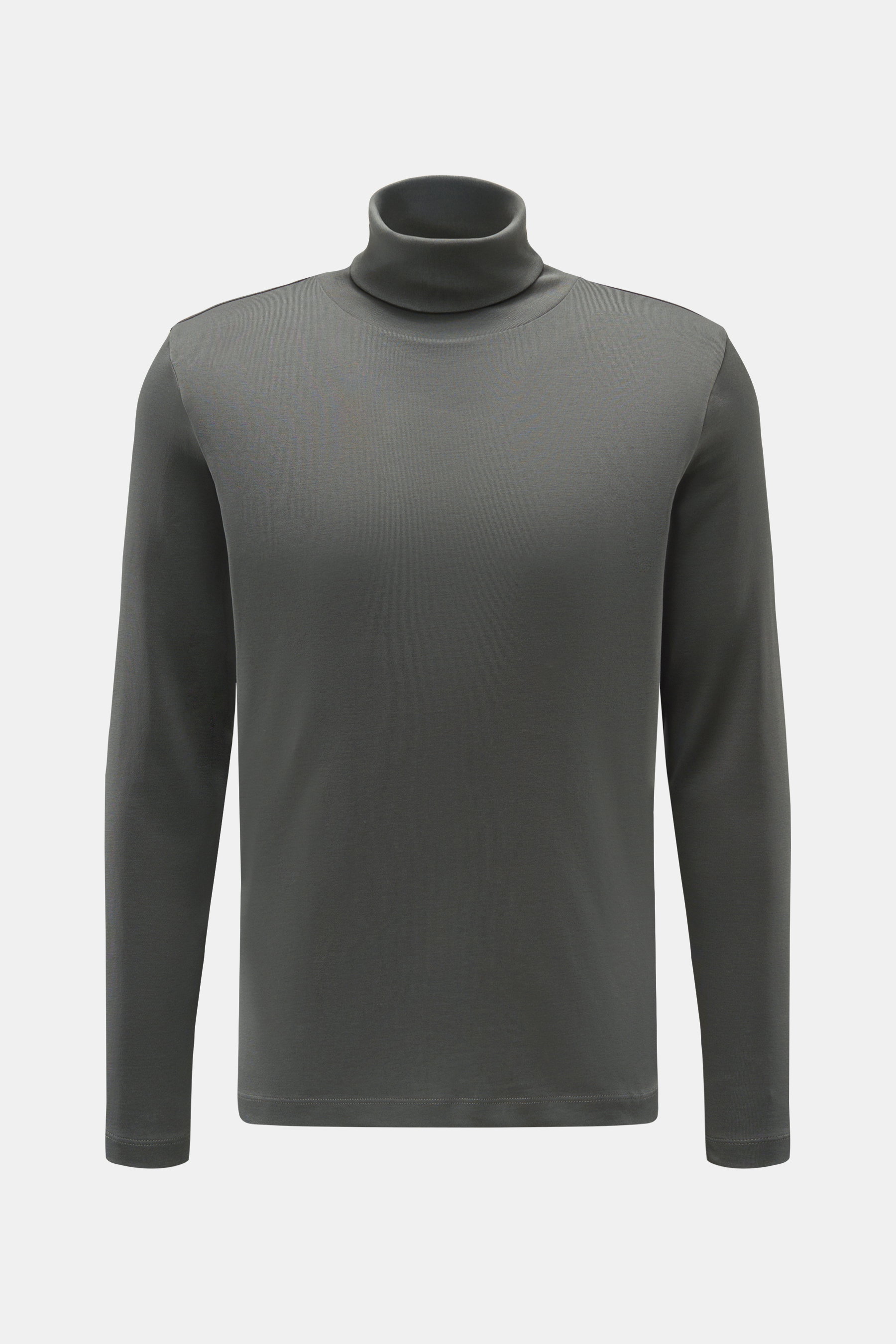 Stefan Brandt Rollkragen-Longsleeve 'Eli' dunkelgrau, slim fit, weicher Pima-Baumwoll-Jersey, Frontfoto, klarer Schnitt, Rollkragen.