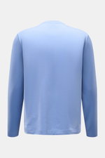04651/ A trip in a bag Merino Longsleeve rauchblau, Rückansicht, elastisch, weich, Regular Fit, Rundhals, kurze Saumschlitze, vielseitig basic.
