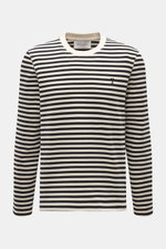 Alt tag (124 characters): Front view of Ami Paris Longsleeve black/cream striped with round neckline and embroidered heart logo on chest.

Description: <p>With this longsleeve from AMI PARIS, you can perfectly combine urban looks – the Breton look and the