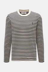 Alt tag (124 characters): Front view of Ami Paris Longsleeve black/cream striped with round neckline and embroidered heart logo on chest.

Description: <p>With this longsleeve from AMI PARIS, you can perfectly combine urban looks – the Breton look and the