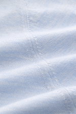 Close-up front view of the fine knit texture and stitching of the Filippo de Laurentiis Crew neck jumper pastel blue mottled, showing its soft silk-cashmere blend fabric.

<p>Summery knitwear: With this jumper in a fine silk-cashmere blend, FILIPPO DE LAU
