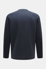 Rückansicht des navyfarbenen 04651/ A trip in a bag Longsleeve 'Nunu' aus schwerem Baumwoll-Jersey mit Raglanärmeln und Rundhalsausschnitt.