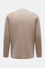 Rückansicht des 04651/ A trip in a bag Longsleeve 'Nunu' taupe aus schwerem Baumwoll-Jersey mit Raglanärmeln, Rundhalsausschnitt, Regular Fit.