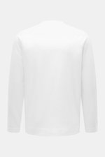 Rückansicht des weißen 04651/ A trip in a bag Longsleeve 'Nunu' aus schwerem Baumwoll-Jersey mit Raglanärmel und Rundhalsausschnitt.