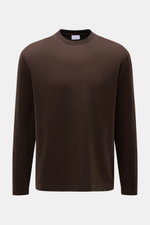 Braunes 04651/ A trip in a bag Longsleeve 'IF Tee' in Frontansicht, Jersey aus elastischer Baumwolle, soft, Regular Fit, Rundhals, kurze Saumschlitze.