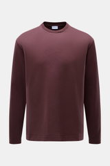Frontansicht des 04651/ A trip in a bag Longsleeve 'IF Tee' bordeaux aus elastischer Baumwolle mit Rundhalsausschnitt, Regular Fit, weichem Griff und kurzen Saumschlitzen.