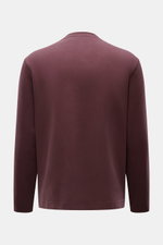 Rückansicht des 04651/ A trip in a bag Longsleeve 'IF Tee' bordeaux aus elastischer Baumwolle, Regular Fit, Rundhalsausschnitt, kurze Saumschlitze.