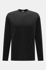 Front view of 04651/ A trip in a bag Longsleeve 'WJ Tee' black, a versatile basic with round neckline, regular fit, soft wool-microfiber blend.