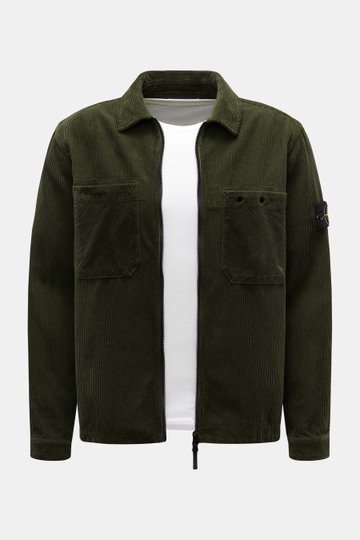 Stone Island Cord-Overshirt oliv