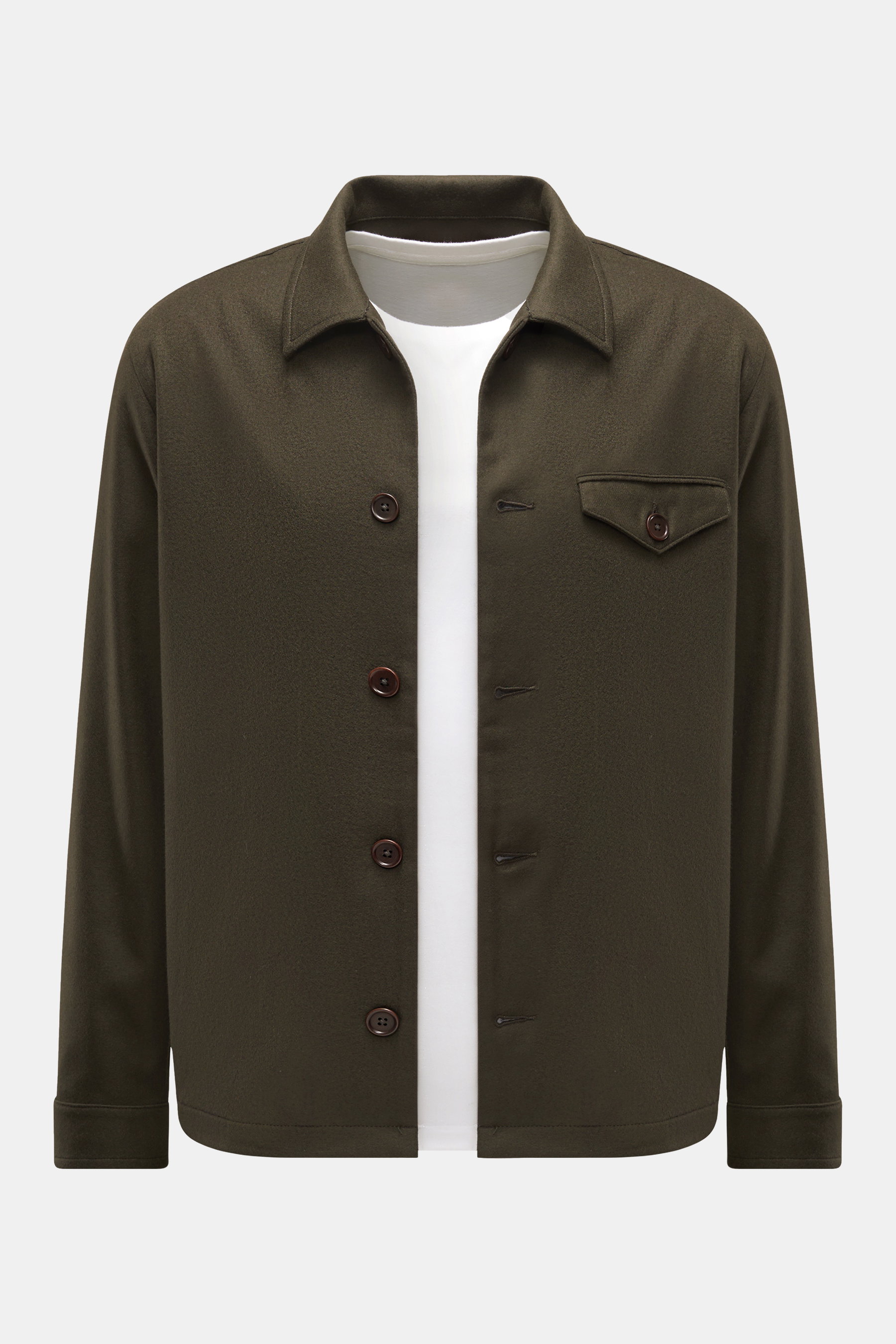 Hindustrie Flanell-Overshirt dark olive