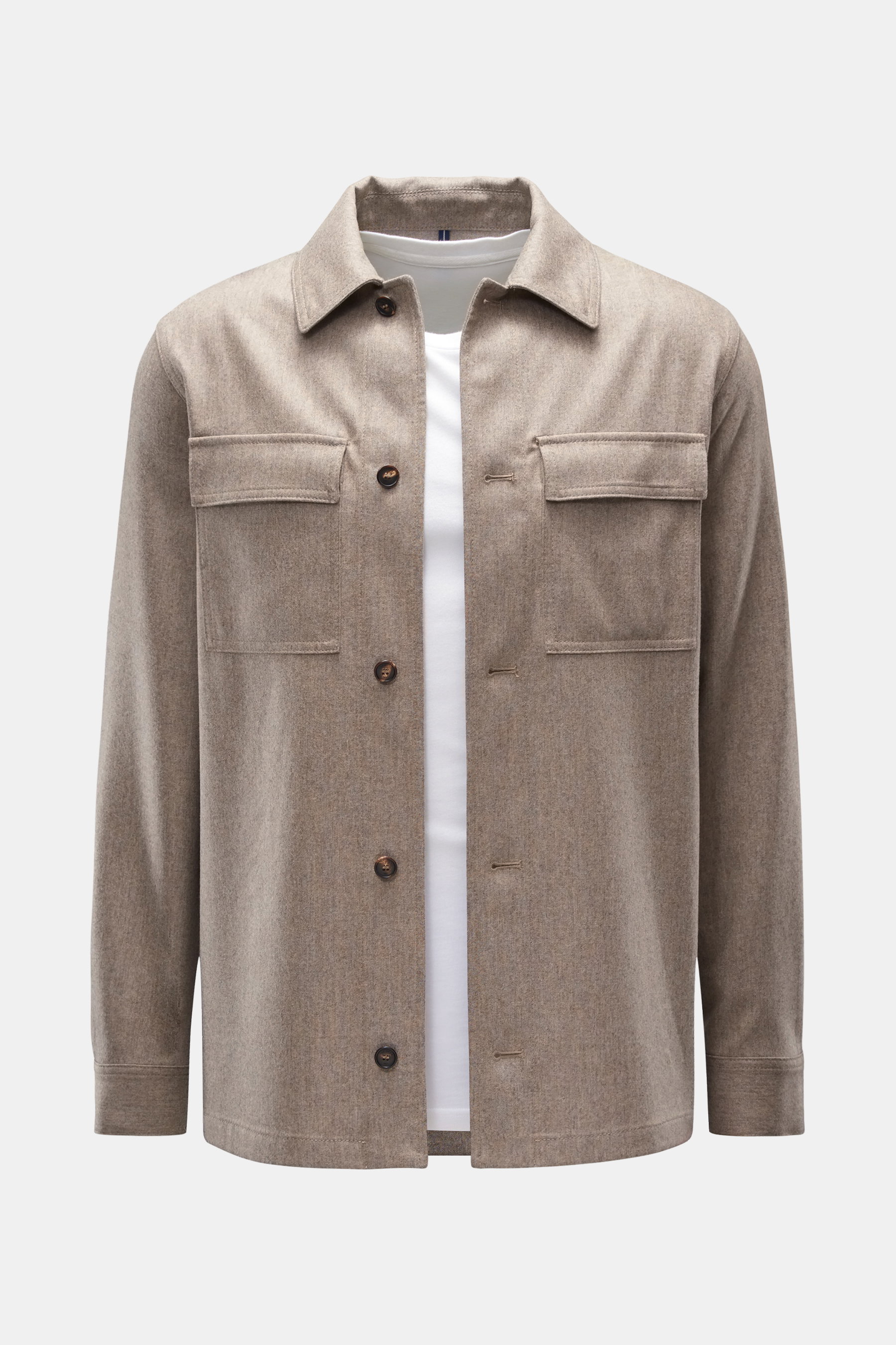 Incotex Flanell-Overshirt beige meliert