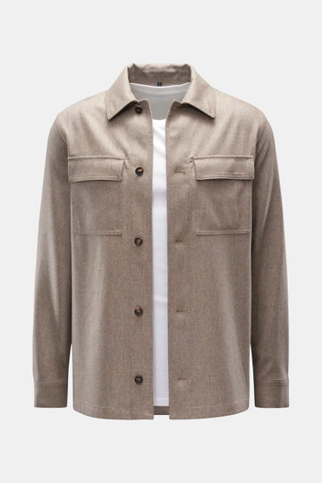 Incotex Flanell-Overshirt beige meliert