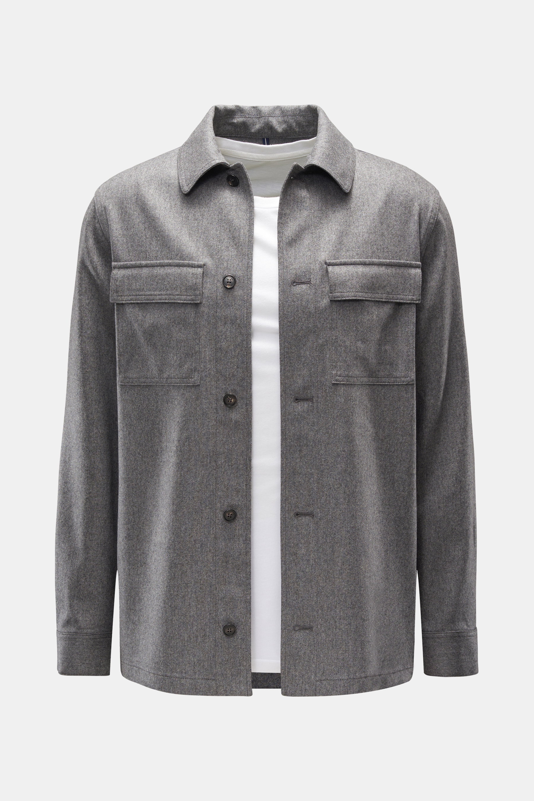 Incotex Flanell-Overshirt grau meliert