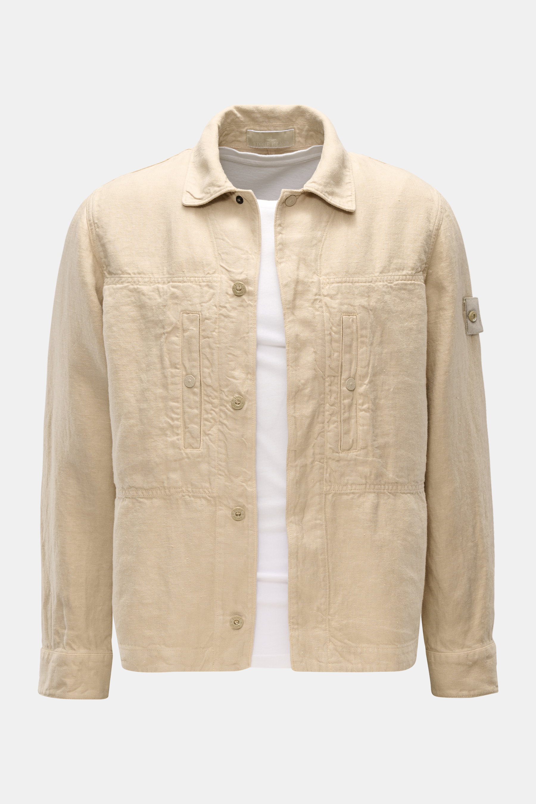 Stone Island Leinen-Overshirt 'Ghost Piece' beige