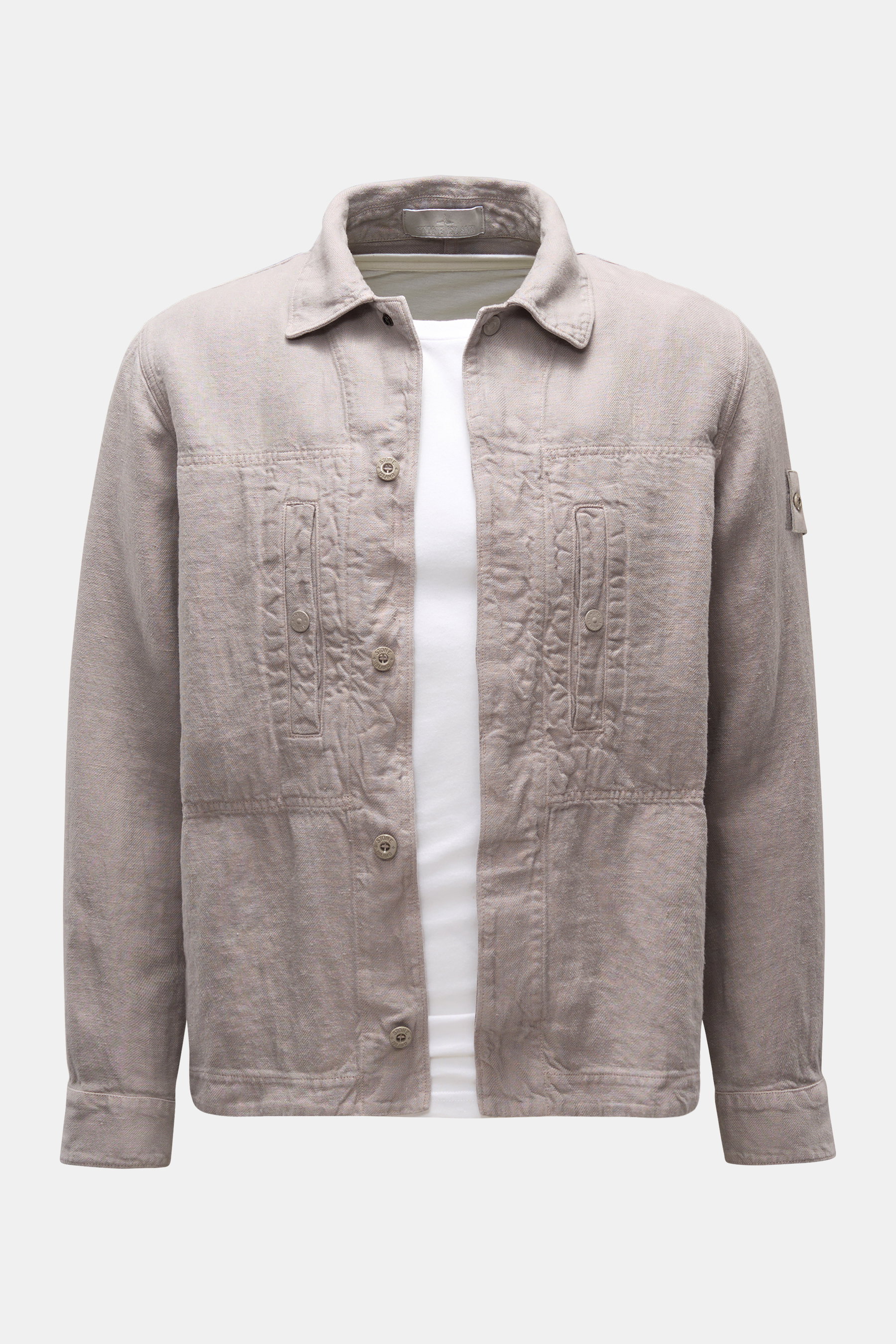 Stone Island Leinen-Overshirt 'Ghost Piece' grau